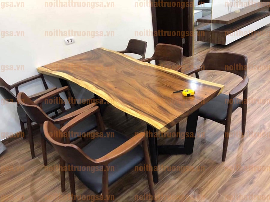 bộ bàn ăn gỗ nguyên tấm TS366