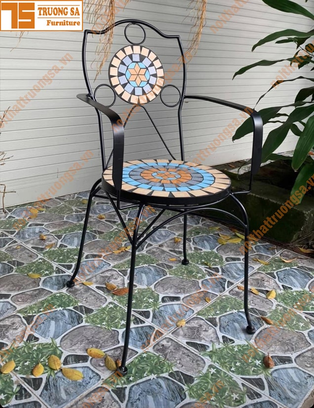 bàn ghế mosaic TS112