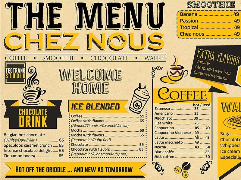 thiết kế menu quán cafe