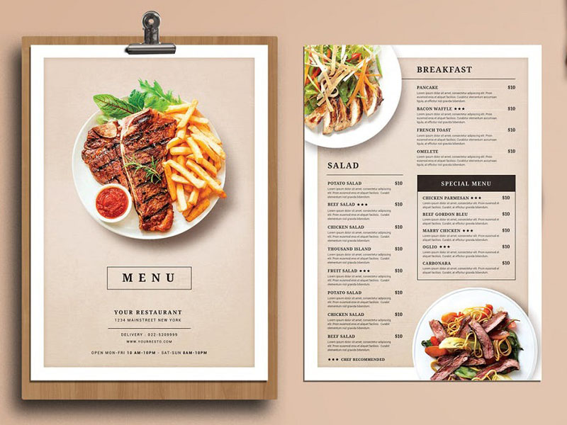 thiết kế menu nhà hàng