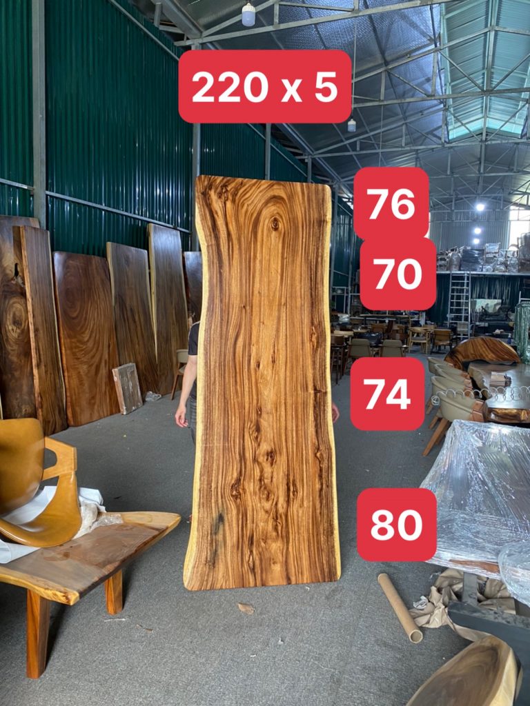 Mặt bàn gỗ me tây nguyên tấm 75x220x5