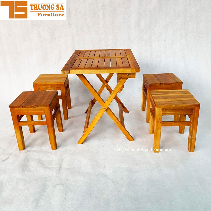 Bộ bàn ghế cafe mini bằng gỗ