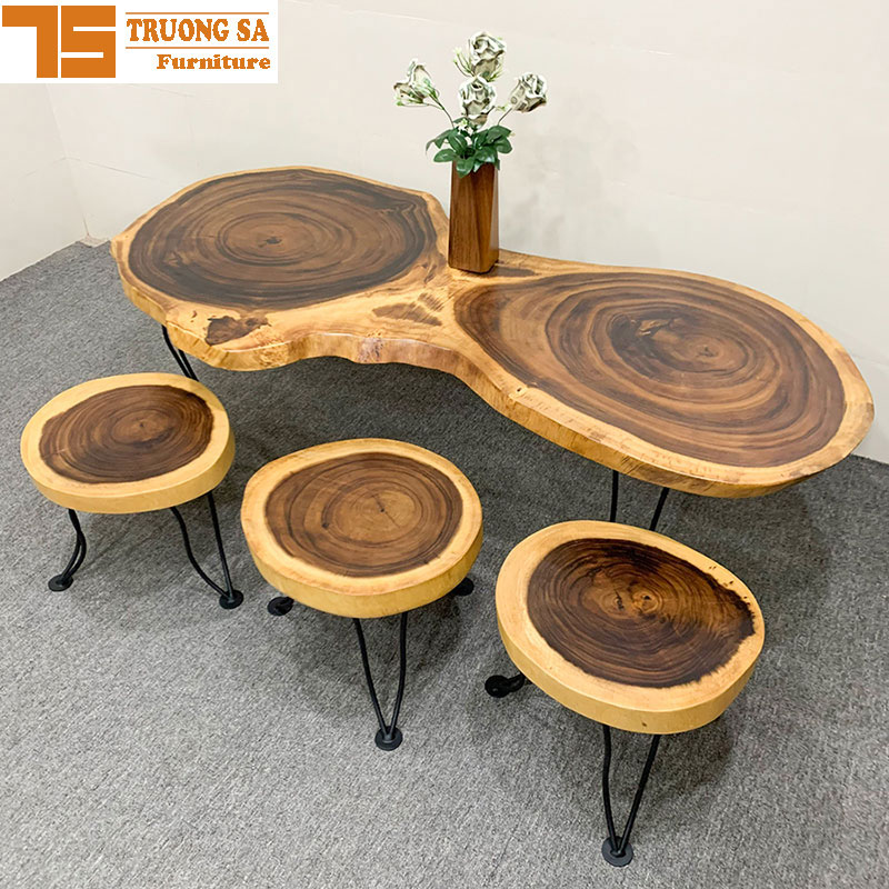 Bộ bàn ghế cafe mini bằng gỗ